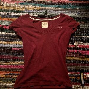 Women's V-Neck Maroon Top